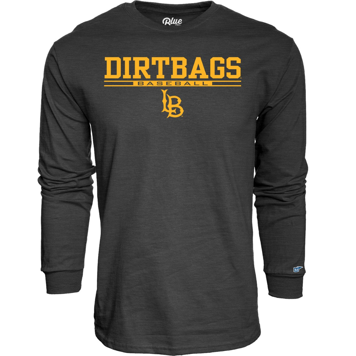 Dirtbags Baseball Long Sleeve T-Shirt - Charcoal, Blue 84 – Long