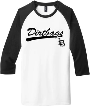 Dirtbags Script 3/4 Sleeve T-Shirt - Black/White, TLC