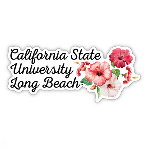 CSULB Script Flower Sticker - Black/Pink, SDS