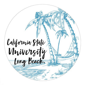 CSULB Circle Palm Decal 6" - White, SDS Design