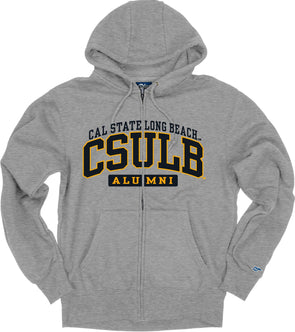 Alumni CSULB Full Zip Hood - Graphite, Blue 84
