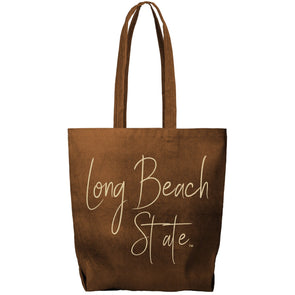 Corduroy Long Beach State Tote Bag - Brown