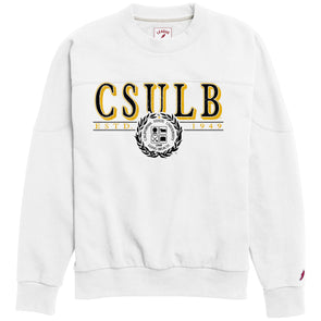 CSULB Throwback Fleece Crew - White, League