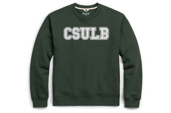 CSULB Essential Fleece Crew - Dark Green, League