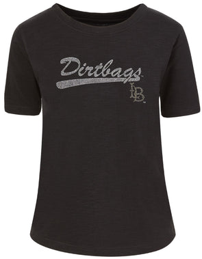 Womens Dirtbags Script Rhinestone T-shirt - Black, MV Sport