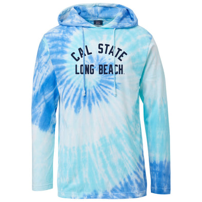 CSULB Tie Dye Long Sleeve Hood T-Shirts - Blue Lagoon, MV SPORT