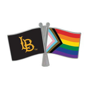LB Interlock Crossed Flag Lapel Pin