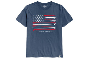Cal State LB Surfboard Flag Tee Washed Denim