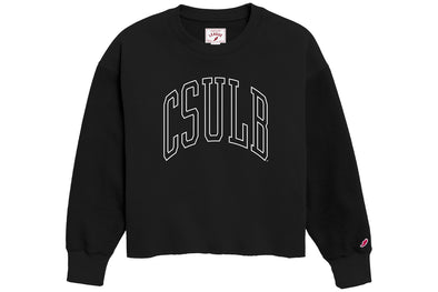Girls CSULB Vintage Fleece Crew - Black, League