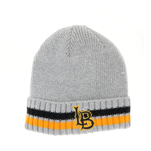 LB Black/Gold Two Stripe Cuff Beanie - Light Grey, Legacy