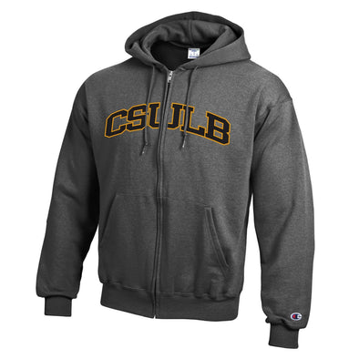 CSULB Wool Black/Gold Full Zip Hood - Gray, Champion