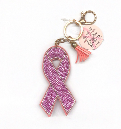 Breast Cancer Awareness Ribbon Bling Keytag - Pink, DM Merchandising