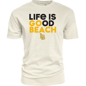 Beach Life Is Good Stacked Tee - Ivory, Blue 84