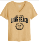 Womens CSULB Seal V-Neck T-Shirt - Gold, League
