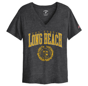 Womens CSULB Seal V-Neck T-Shirt - Black, League