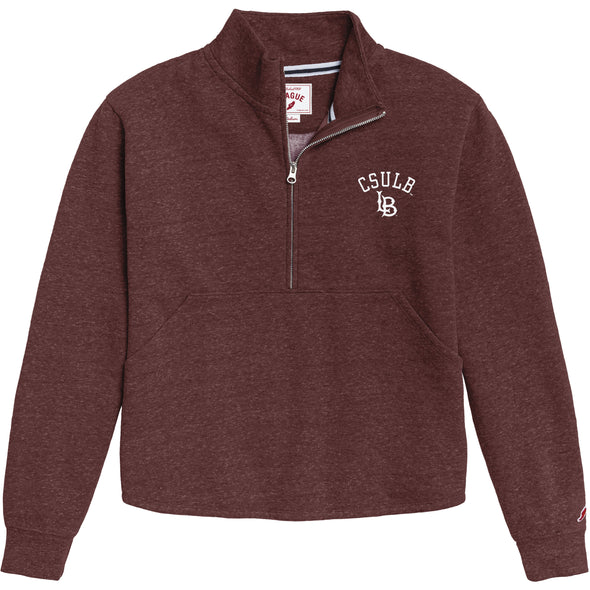 Womens CSULB Seal 1/4 Zip - Maroon, League