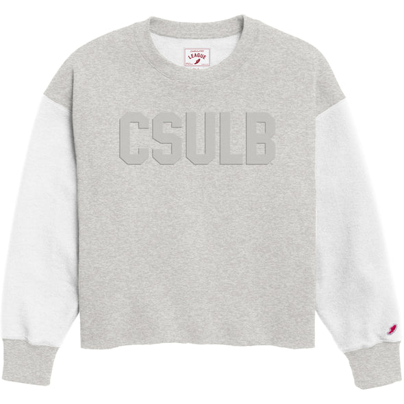 Women's CSULB Reverse Fleece Crew - Gray, League
