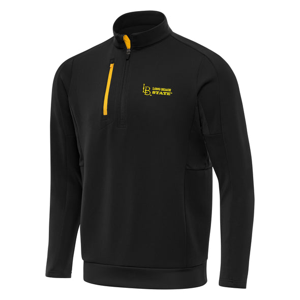 LBSU 1/4 Zip Pullover Black/Gold, Antigua Sportswear – Long
