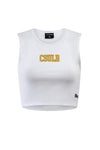 Juniors CSULB Crop Tank - White, Hype & Vice