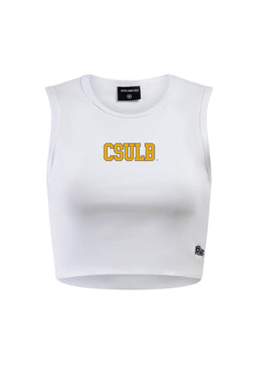 Juniors CSULB Crop Tank - White, Hype & Vice