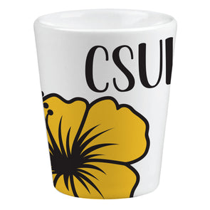 CSULB Hibiscus Ceramic Shot Glass - White, Neil Enterprises