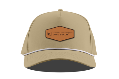 LB CSULB Patch Cap - Tan Leather, Branded Bills