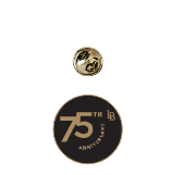 75th Anniversary Round Lapel Pin - Black, Neil Enterprises