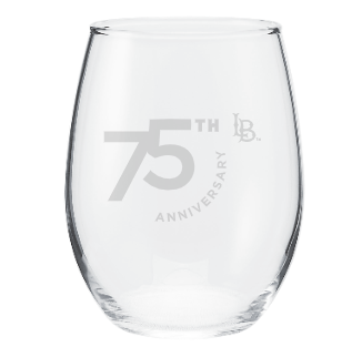 75th Anniversary LB Wine Glass - Clear, Neil Enterprises