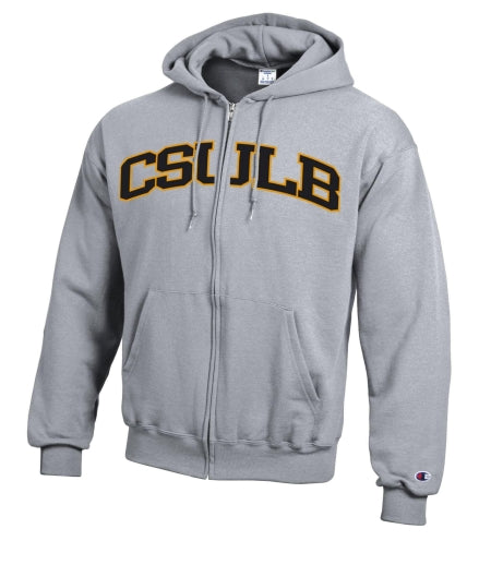 CSULB Black/White Full Zip Hood - Grey, Champion