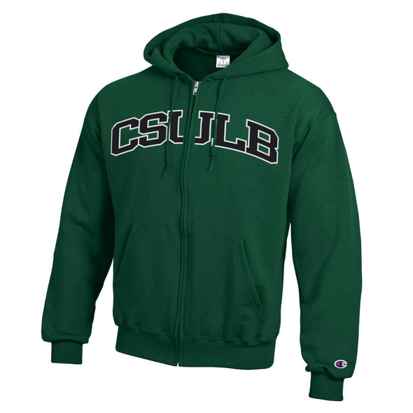 CSULB Black/White Full Zip Hood - Dark Green, Champion