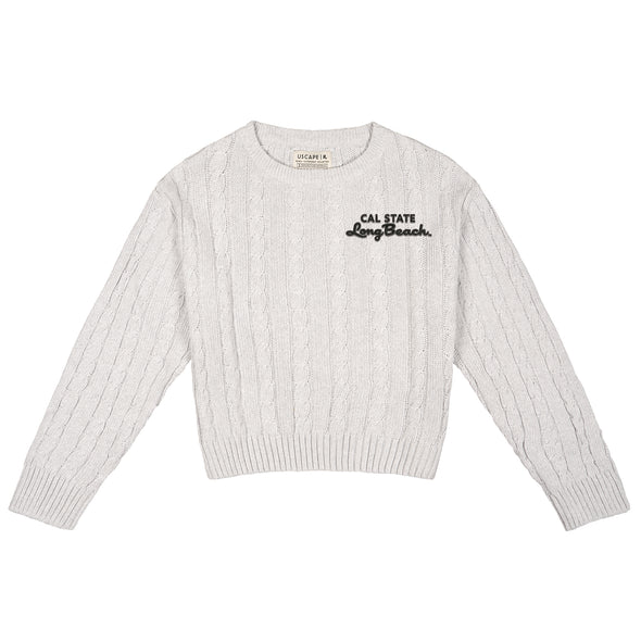 Womens CSULB Script Sweater - Ash, Uscape