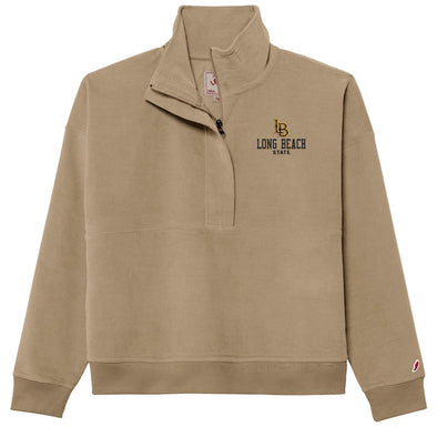 Womens LB 1/4 Zip Fleece - Khaki, League