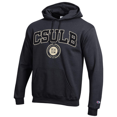 CSULB Seal Black/White Hood - Black, Champion