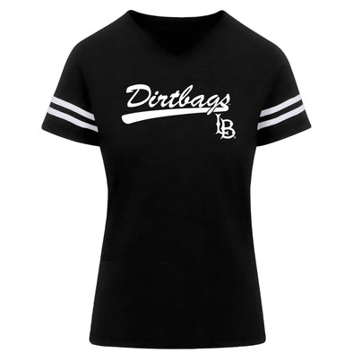 Women's Dirtbag Script Stripe Sleeve T-Shirt - Black/White, MV Sport