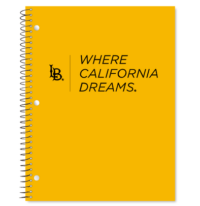 1 Subject Spiral CSULB Where California Dreams Notebook - Gold, Roaring Springs