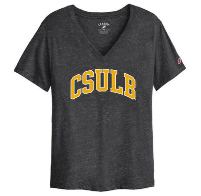 Women's CSULB Arched V-Neck T-Shirt - Black, League