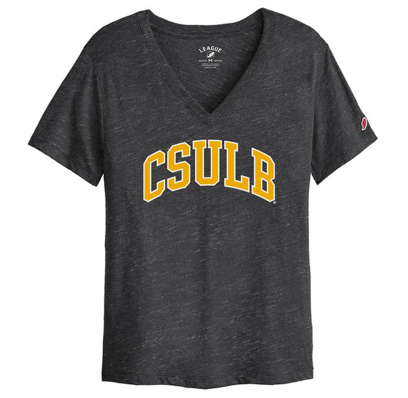 Women's CSULB Arched V-Neck T-Shirt - Black, League