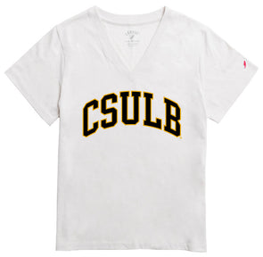 Women's CSULB Arched V-Neck T-Shirt - Canvas, League