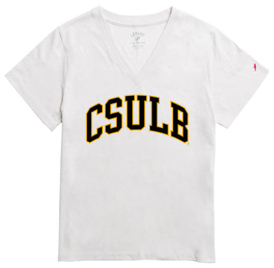 Women's CSULB Arched V-Neck T-Shirt - Canvas, League