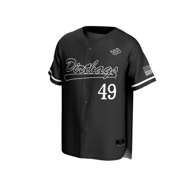 Dirtbags 49 Baseball Jersey - Black, Prosphere