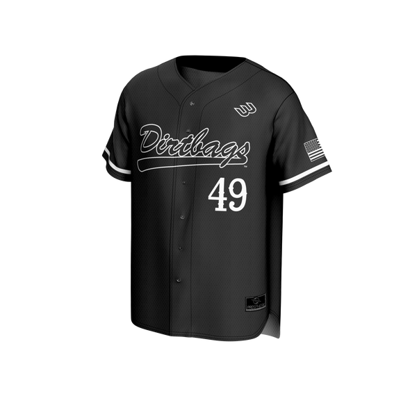 Dirtbags 49 Baseball Jersey - Black, Prosphere