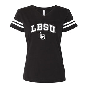 Women's LBSU Over LB Stripe Sleeve T-Shirt - Black, MV Sport