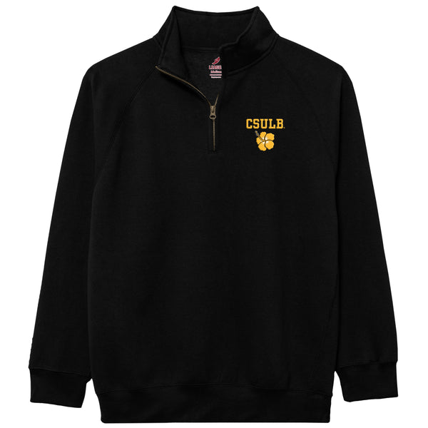 CSULB Over Hibiscus 1/4 Zip - Black, League – Long Beach State