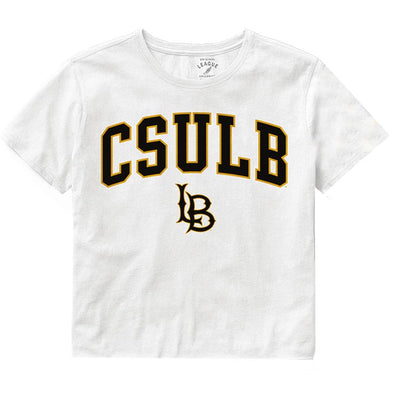 Juniors CSULB Over LB Crop T-Shirt - White, League