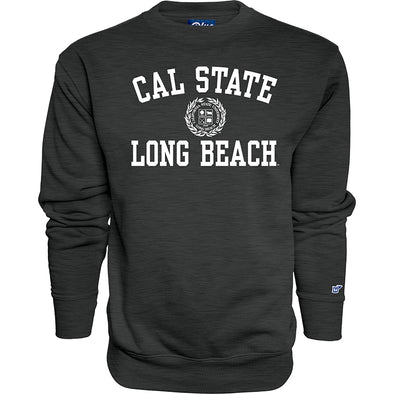 Cal State Long Beach Vert Arch Seal Crew - Charcoal, Blue 84