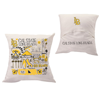 CSULB Icons Pillow by Julia Gash - White/Gold/Black, Neil