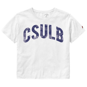 Juniors CSULB Tie Dye Crop T-Shirt - White, League