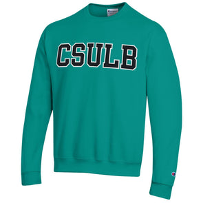 CSULB Wool Black/White Crew - Teal, Champion