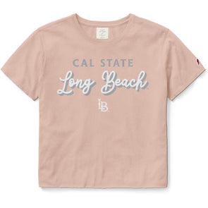 Juniors CSULB Script Crop T-Shirt - Rose, League