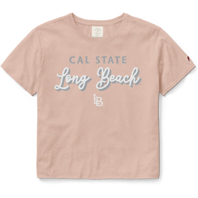 Juniors CSULB Script Crop T-Shirt - Rose, League
